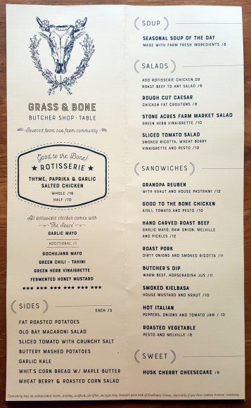 Grass & Bone Full Menu